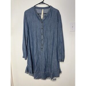Uncle Frank Anthropologie Tencel Denim-Look Tunic Dress Relaxed Boho Lagenlook